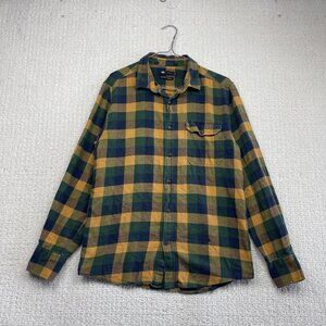 Le 31 Simons Plaid Flannel Long Sleeve Button Up Shirt Orange / Green Men Sz M